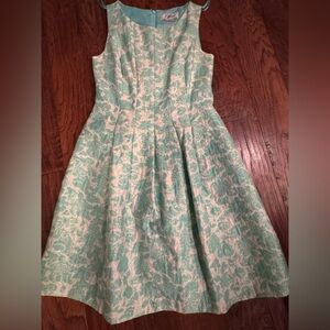 Vintage Mint and Cream Patterned  Dress